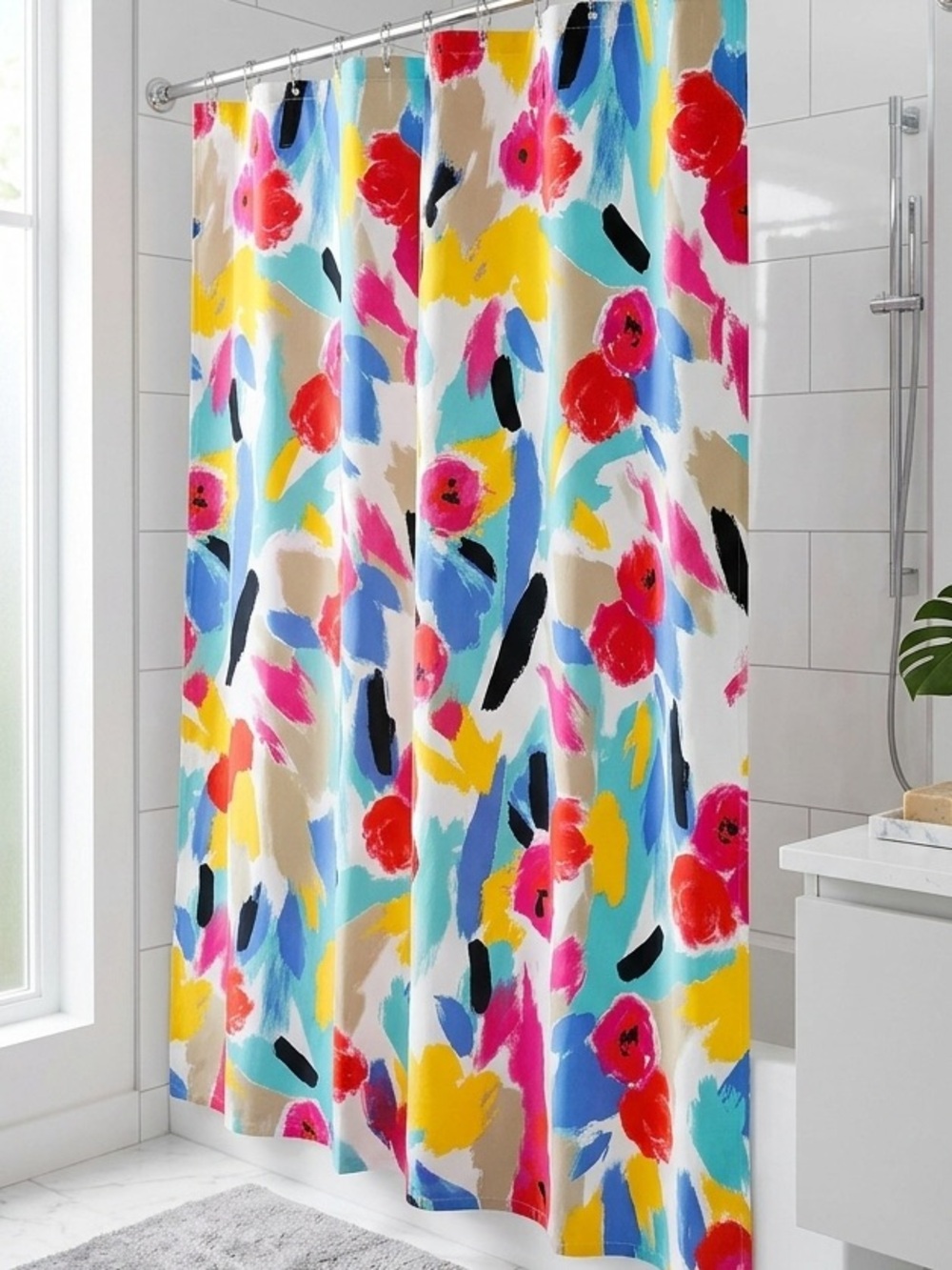 Kate Spade New York Paintball Floral Shower Curtain EUC Multicolor Watercolor